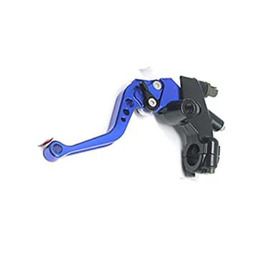 Imagem de HMLTD Alavanca de freio de motocicleta 7/8" 22 mm Kit de alavancas de reservatório de reservatório de cilindro mestre de embreagem de motocicleta substituição para KLX Alavanca de embreagem de freio de motocicleta (Cor: Embreagem Azul)