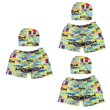 Imagem de Didiseaon 3 Pecas roupa de banho para homens roupa de praia infantil com chapéu maiô infantil roupa de banho infantil roupa de banho de desenhos animados Desenho animado calças de banho Bebê