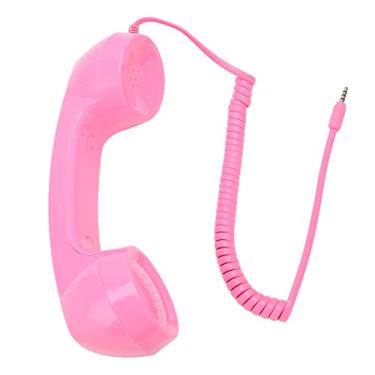 Imagem de Aparelho de telefone retrô, receptor de telefone celular retrô vintage de 3,5 mm, microfone portátil à prova de radiação para telefones celulares e computadores (rosa)