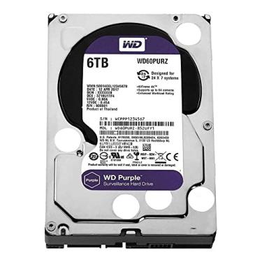 Imagem de Western Digital Disco rígido interno de vigilância WD Purple de 6 TB - SATA 6 Gb/s, 64 MB de cache, 3,5" - WD60PURZ