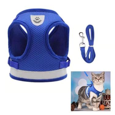 Imagem de Peitorial Guia Cachorro Cao Gato Pet Colete Faixa Refletiva Coleira Passeio Caminhada Animal de Estimaçao