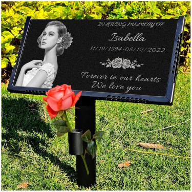 Imagem de JPAFHLM Lápide de mármore personalizada personalizada, pedra memorial do jardim, data de nome personalizado para comemorar a pedra memorial do seu ente querido, monumento de lápide do marcador de cemitério (ST1)