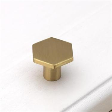 Imagem de Maçaneta hexagonal de latão sólido para armário, maçaneta para porta, cor de latão, gancho para roupas de entrada, 21