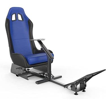 Imagem de cirearoa Suporte de roda de corrida com assento para cadeira de jogos, cockpit para todas as plataformas Logitech G923 | G29 | G920 | Thrustmaster | Fanatec Wheels | Xbox One, PS4, PC (preto/azul)
