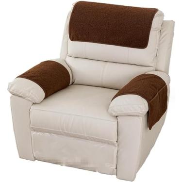 Imagem de 3 peças/conjunto de capas reclináveis para apoio de braço para cadeira reclinável com bolsos de armazenamento capa de encosto de cabeça para protetor de sofá reclinável (café)