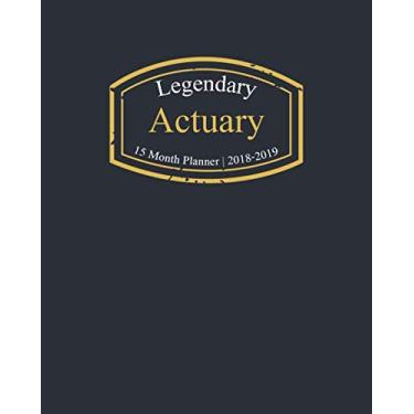 Imagem de Legendary Actuary, agenda de 15 meses 2018-2019: um elegante planejador mensal e semanal preto e dourado 2018 - dezembro de 2019