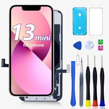 Imagem de FNKJYND Kit de substituição de tela para iPhone 13 Mini, A2481, A2626, A2628, A2629, A2630, tela sensível ao toque de 5,4 polegadas com kit de reparo + protetor de tela