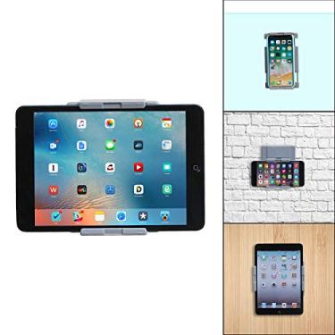 Imagem de TFY Suporte de parede para tablet, cinza, serve para dispositivos de 2,7 a 3,9 polegadas e 4,2 a 7,4 polegadas, compatível com iPhone 15 Pro Max, iPad Pro de 10,5 polegadas, iPad Mini 6, Samsung S23,
