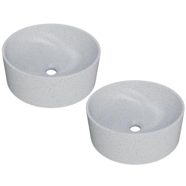 Imagem de Kit 02 Cubas de Apoio Redonda Para Banheiro Lavabo C01 BL34W Branco Granit Matte  - Lyam