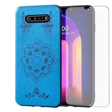 Imagem de Asuwish Compatível com LG V60 ThinQ V60ThinQ 5G G9 Thin Q Capa protetora de tela de vidro temperado fina fina macia TPU flor couro resistente capa de celular para LGV60 V 60 60ThinQ 60V Mulheres