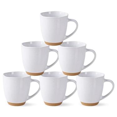 Imagem de AmorArc Conjunto de 6 canecas de café de cerâmica de 340 g, canecas de café elegantes com terracota rústica na parte inferior para homem, mulher, pai, mãe, adequado para latte/cappuccino/leite/cacau.