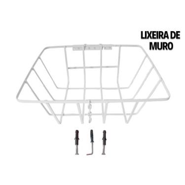 Imagem de Lixeira parede muro recolhível reforçada com kit de instalação e pintu