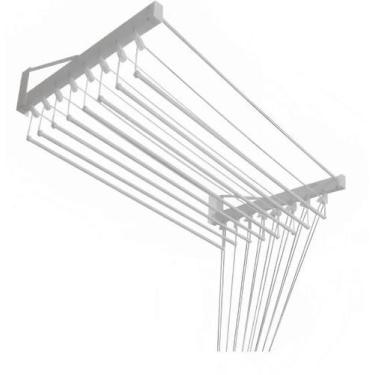 Imagem de Varal Parede Individual 8 Varetas Alumínio Branco 80cm - Inovar Metais