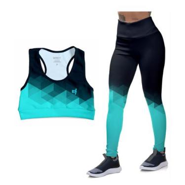 Imagem de Kit Top Cropped Treino Conjunto Academia Calça Legging Confortável Gin