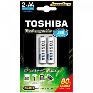 Imagem de Carregador de Pilha USB AA/AAA MIN.2000 MAH C/2 Toshiba