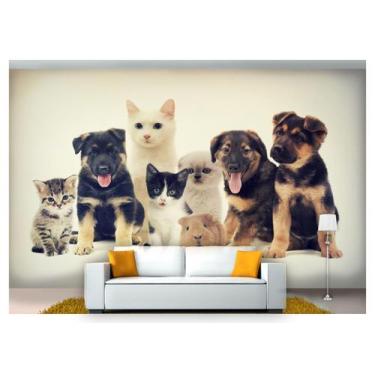 Imagem de Papel De Parede Animais Cachorro Gato Pet 3D Anm153 - Você Decora