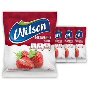 Imagem de Kit 4un de Suco Em Pó Refrescante Sabor Natural Morango 350G Rende 10L