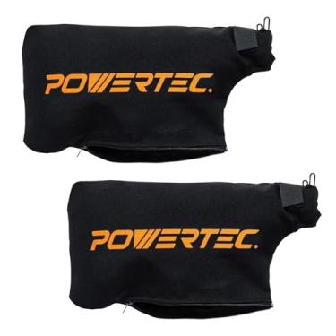 Imagem de POWERTEC Bolsa coletora de poeira para serra de esquadria para 19 cm, 21 cm, 21 cm, 25 cm, serve para portas nominais de 4,4 cm, expande para 4,8 cm com gancho e laço, zíper, suporte ajustável com fio