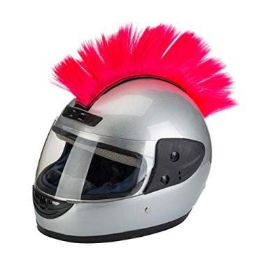 Imagem de PAXLamb Helmet Hawks Capacete de motocicleta Moicano Perucas Capacete Moicano Peruca para Motocicleta, Esqui, Snowboard, Capacete, Adesivos de cabelo Skinhead, Fantasias Peruca Cosplay (Rosa)