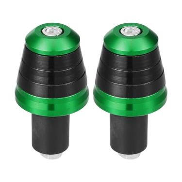 Imagem de TUCKBOLD Plugue de extremidade de guidão de motocicleta liga de alumínio 7/20.3 cm 22 mm 33,5 mm OD elegante | Barra de alça frontal grips tampa engrenagem plugue equilibrado verde 2 peças