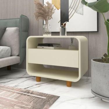 Imagem de Mesa de Cabeceira Innova 1 Gaveta 100% Mdf Off White - Gelius