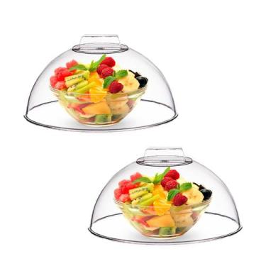 Imagem de 2 Tampa Acrílico Transparente Pequena P/ Bolos e Tortas 23cm - TT
