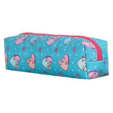 Imagem de Estojo Simples Escolar Capricho DMW 11856 Bicho Preguiça, Azul