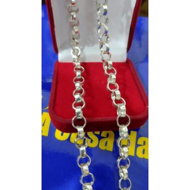 Imagem de Cordão Feminino Elos Português 6 mm Prata 950 De Lei - 27 Gramas Maciç