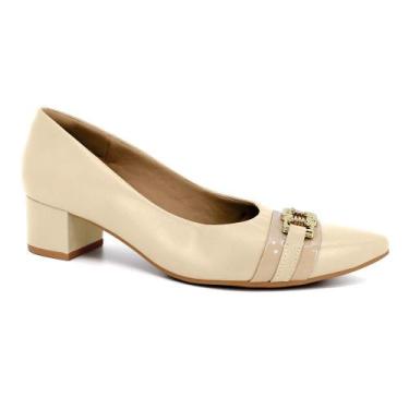 Imagem de Scarpin usaflex salto bloco ref mm0502 feminino, 35, Marrom claro
