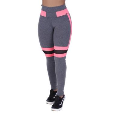 Imagem de Legging fitness feminina recortes em tela e neon poliamida orbis - Orb