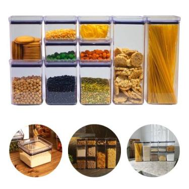 Imagem de Kit 10 Potes Herméticos Acrílico Mantimentos Cozinha Organização - Par