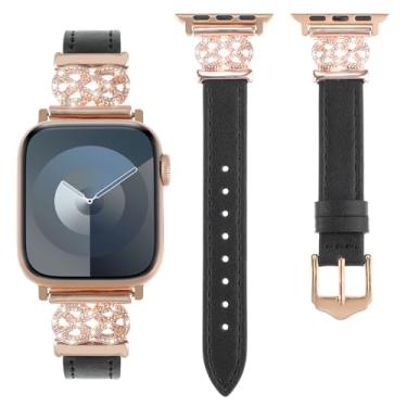 Imagem de WONFAITH Pulseira de couro compatível com Apple Watch Ultra SE séries 10, 9, 8, 7, 6, 5, 4, 3, 2 e 1 de 38 mm, 40 mm, 41 mm, 42 mm, 44 mm, 45 mm, 46 mm, 4, 3, 2 e 1