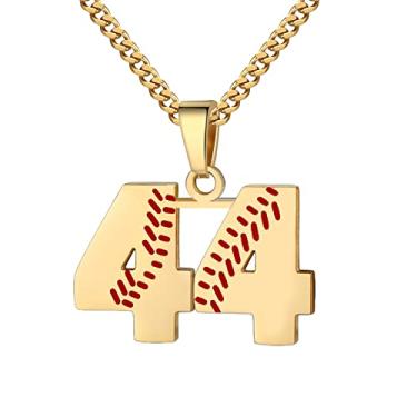 Imagem de Colar com número de beisebol para meninos 00-99 Atletas Jersey Número colar de aço inoxidável corrente banhada a ouro 55,88 cm pingente de beisebol personalizado presente de beisebol para homens e mulheres meninas, Aço inoxidável, não sabe