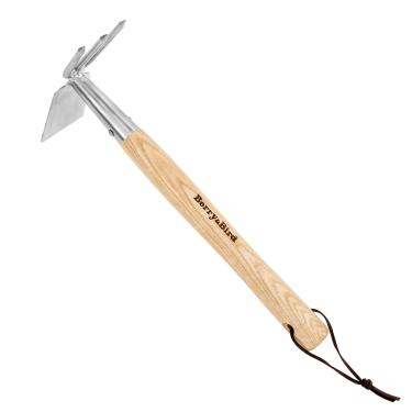Imagem de Berry&Bird Ferramentas manuais 2 em 1 enxada e cultivador, leme manual de jardim de aço inoxidável e picaretas com cabo de madeira, enxadas de remoção de ervas daninhas de 35 cm para cavar, soltar