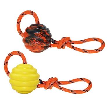 Imagem de Nevperish Bola de treinamento K9 com corda de exercício e brinquedo de recompensa para cães, bola de brinquedo indestrutível para cães com alça para treinamento, puxar, puxar, puxar, brinquedo, buscar, brinquedos, presentes belgas Malinois