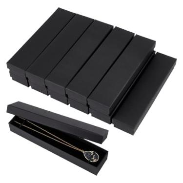 Imagem de BENECREAT 12 caixas de presente pretas para joias, 24 x 5,6 x 3,6 cm, caixa de joias retangular de papelão com interior de veludo para casamento, festa de aniversário, formatura, aniversário