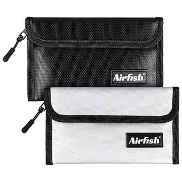 Imagem de Airfish Pacote com 2 bolsas de dinheiro à prova de fogo, carteira à prova de fogo de 20 x 12 cm, bolsa pequena para documentos à prova de fogo, envelope à prova de fogo com zíper, bolsa segura à prova