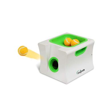 Imagem de IDOGMATE Lançador de bolas interativo pequeno com lançador de bolas recarregável e automático para cães (máquina pequena com 3 bolas)