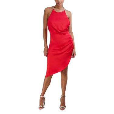 Imagem de BCBGMAXAZRIA Vestido midi assimétrico frente única sem mangas, Vermelho flamejante, 40