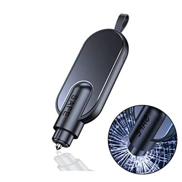 Imagem de Moioee Cortador de cinto de segurança para disjuntor de janela, ferramenta de escape de emergência com mola para automóveis, disjuntor de vidro para terra e debaixo d'água, martelo de segurança de carro 2 em 1 para acidentes automotivos (preto)