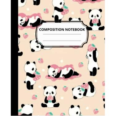 Imagem de Composition Notebook Cute Panda strawberry Kawaii Wide Ruled : excellent back to school gift for girls, teenagers & adults | School Supplies