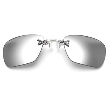 Imagem de Óculos de sol retangulares retrô com clipe no nariz, Matrix Morpheus, sem aro, Prata, Normal Size