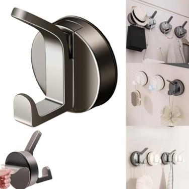 Imagem de Boxonly Ganchos de ventosa para parede de banheiro e chuveiro - suporte de toalha forte a vácuo, bucha de plástico e gancho de esponja para porta de vidro ou azulejo (cinza arma, 1 pacote)