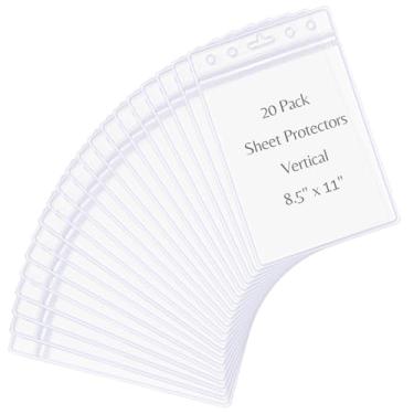 Imagem de Pacote com 20 protetores de folha de 21,6 cm x 28 cm, protetores de página transparentes à prova d'água e resseláveis para certidão de nascimento, suporte de capa de plástico para documentos, estilo