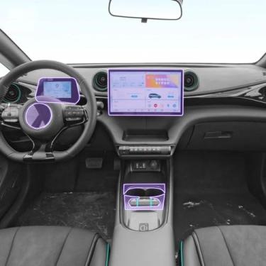 Imagem de HNYDM Película protetora de TPU transparente para console central interior de carro adesivo de tela LCD PPF, para BYD Dolphin 2022-2023, direção à esquerda