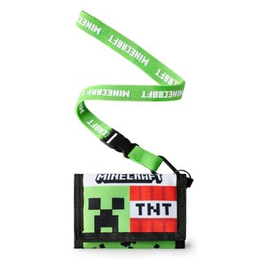 Imagem de Minecraft Carteira com alça para meninos | Carteira dobrável com bloco TNT e estampa de grafite creeper para crianças | Porta-cartões e dinheiro para crianças, Creeper TNT, One Size