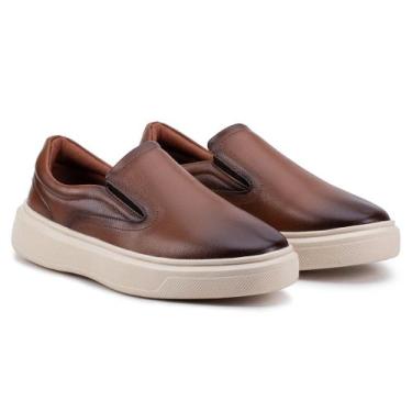 Imagem de Tênis Slip On Iate Estilo Shoes Masculino Couro Confortável Calce Fáci