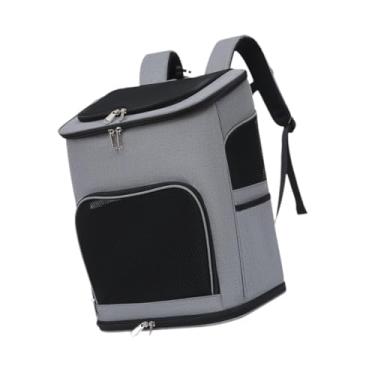 Imagem de ＡＷＨＡＯ Gato mochila transportadora pequeno cão mochila oxford saco de viagem pet transportando mochila para viagens ao ar livre caminhadas pesca, Cinza