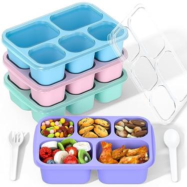 Imagem de NOVIIML nto Lunch Box - 4 Pack, Snack Box Containers Meal Prep Container Microwave Safe, Lunch Box of 4-Compartment, Bento Box Adult Lunch Box, Dishwasher Safety (Dark-PP(B/P/G/P))