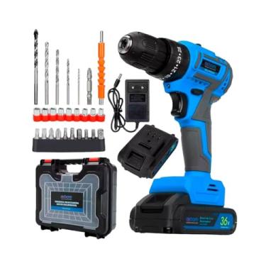 Imagem de Furadeira Parafusadeira 36v Recarregavel 2 Baterias 10000 mAh 2 em1 36v Torque Ajustavel 2 Baterias Com Carregador e Maleta Transporte